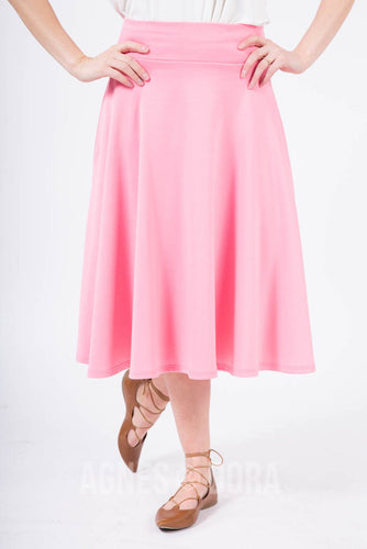 Agnes & Dora™ 3XL Midi Skirt in Solid Pink Ponte