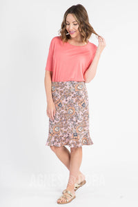 Agnes & Dora™ 2XL Flounce Pencil Skirt Blush I Got You Babe Floral