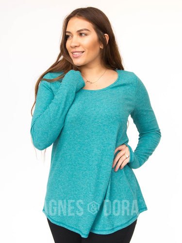 Agnes & Dora™ XS|  Long Sleeve Everyday Tee with Thumbhole Deep Ocean