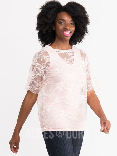 Agnes & Dora™ SMALL Mesh Tee Rosy Light Lace