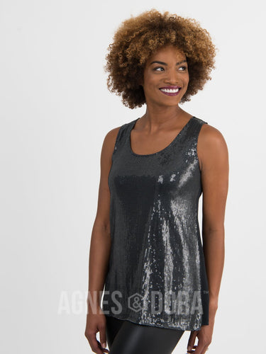 Agnes & Dora Small Essential Tank Sequin Black