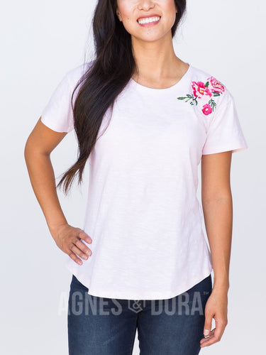 Agnes & Dora™ XXS|XS|MED Favorite Tee Embroidery Pale Pink