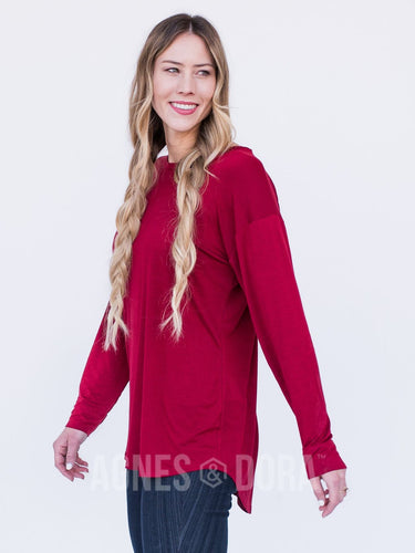 Agnes & Dora™ SMALL Easy Tee Long Sleeve Dark Red