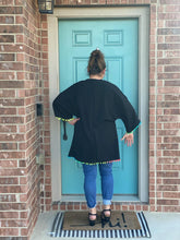 Load image into Gallery viewer, Black Pompom Kimono
