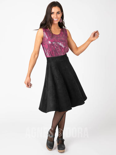 Agnes & Dora™ |L|XL| Faux Suede Skirt Black