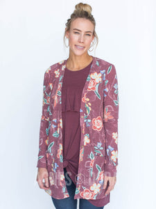 Agnes & Dora™ SMALL Essential Cardigan Folk Floral Wine