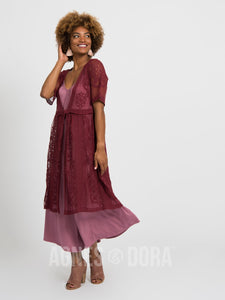 Agnes & Dora™ XS Vintage Lace Duster Black Cherry